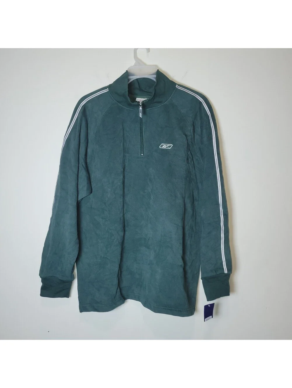 NWT VTG Reebok Men's Green 1/4 Zip Pullover Sweatshirt Activewear Top XL